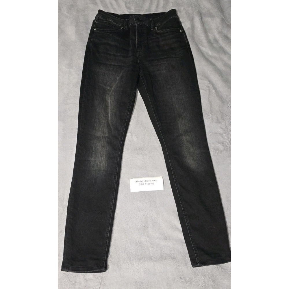 All Saints Miller Charcoal Black Distressed‎ Skinny Jeans Women Size Medium